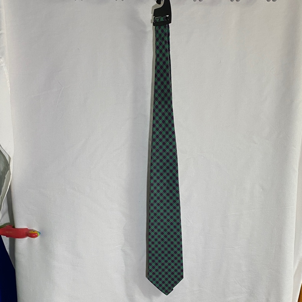 Sulka Elegant Green and Purple Checkered Tie
